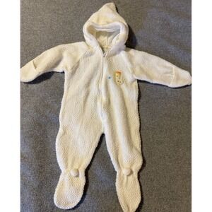 Vintage Soft Spun Acrylic Baby Bunting Romper Feet Hooded Mitten Chicken 1/2-1